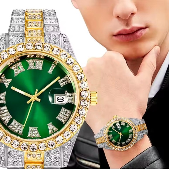 Hip Hop alloy and rhinestones ice out wrist quartz watch ⌚️😍 - Picture 3 of 4